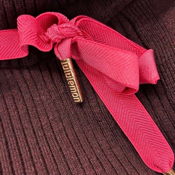 Lululemon Women's Small Burgundy Ribbed Knit Jogger Pants With Pink Drawstring - Picture 13 of 16